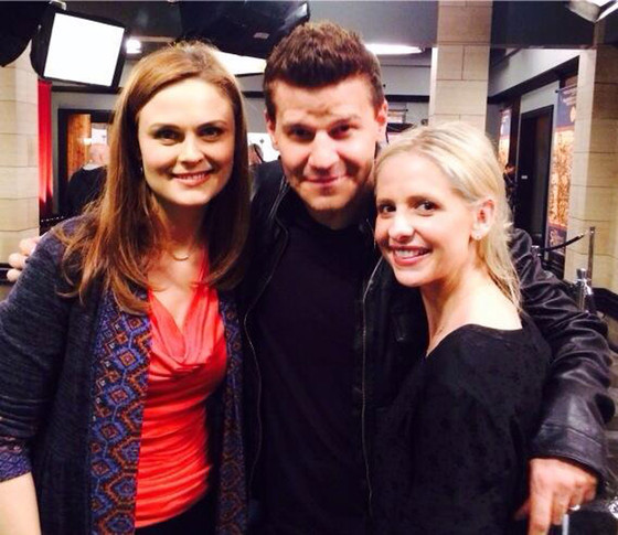 Emily Deschanel, David Boreanaz, Sarah Michelle Gellar, Twit Pic Emily Deschanel, David Boreanaz, Sarah Michelle Gellar, Twit Pic